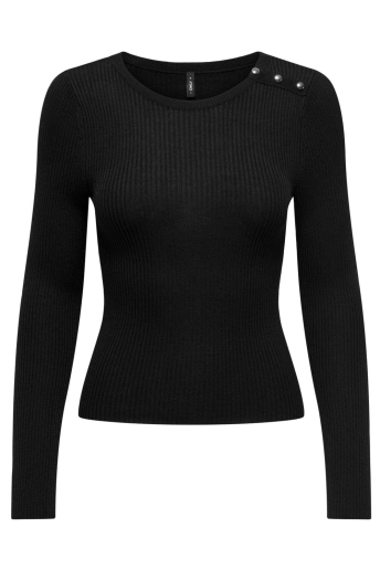 Only Trui ONLMILLE LS GLITTER BUTTON O-NECK K 15332209 BLACK