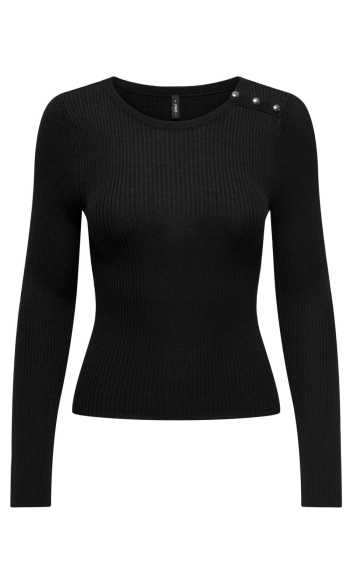 ONLMILLE LS GLITTER BUTTON O-NECK K 15332209 BLACK