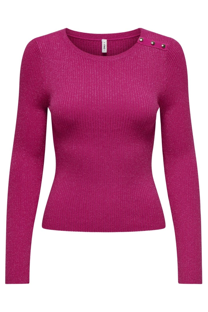 ONLMILLE LS GLITTER BUTTON O-NECK K 15332209 FUCHSIA PURPLE