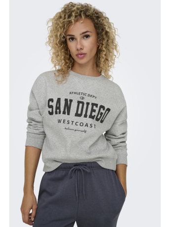 Only Trui ONLSWEAT LIFE L/S CREW O.SIZE STATE 15254183 Light Grey Mela/SAN DIEGO