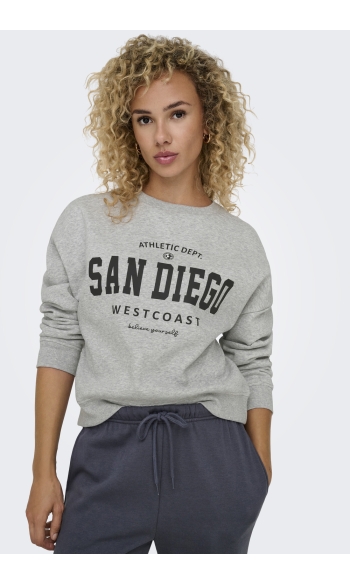 ONLSWEAT LIFE L/S CREW O.SIZE STATE 15254183 Light Grey Mela/SAN DIEGO