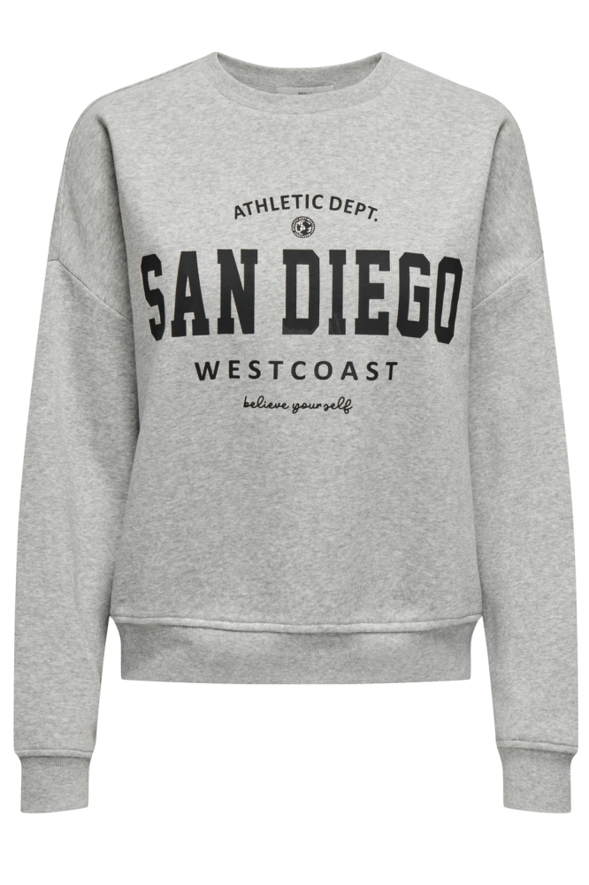 ONLSWEAT LIFE L/S CREW O.SIZE STATE 15254183 Light Grey Mela/SAN DIEGO