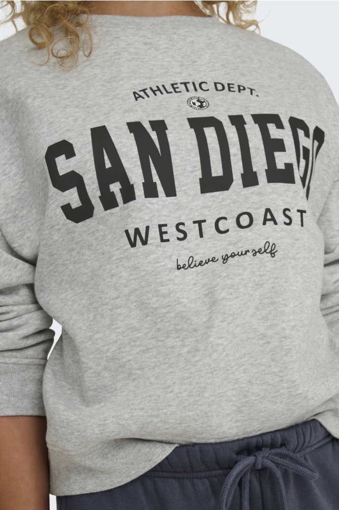 ONLSWEAT LIFE L/S CREW O.SIZE STATE 15254183 Light Grey Mela/SAN DIEGO