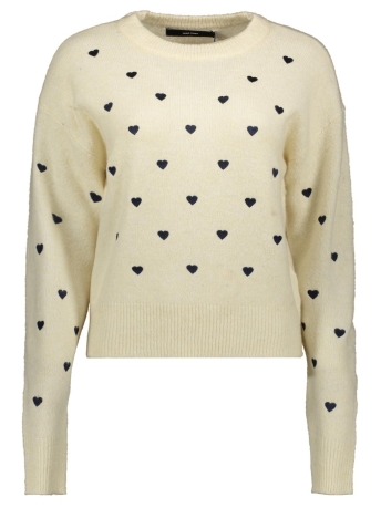 Vero Moda Trui VMMALLE HEART LS O-NECK PULLOVER EX 10325295 BIRCH/W. BLACK H