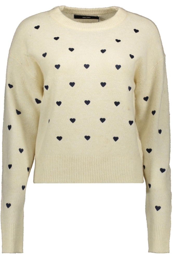 VMMALLE HEART LS O-NECK PULLOVER EX 10325295 BIRCH/W. BLACK H