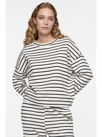 Pieces Trui PCCHILLI LS SWEAT STRIPES NOOS BC 17146886 CLOUD DANCER/BLACK