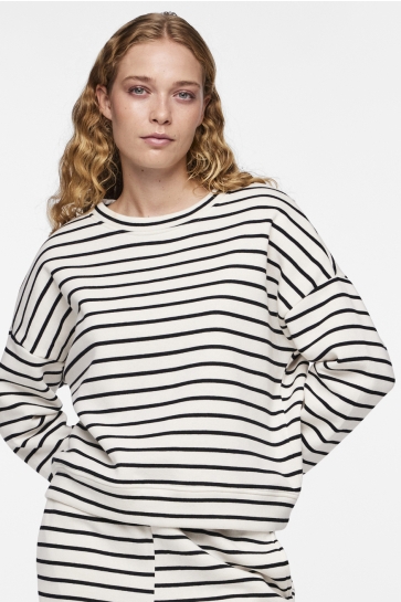 Pieces Trui PCCHILLI LS SWEAT STRIPES NOOS BC 17146886 CLOUD DANCER/BLACK