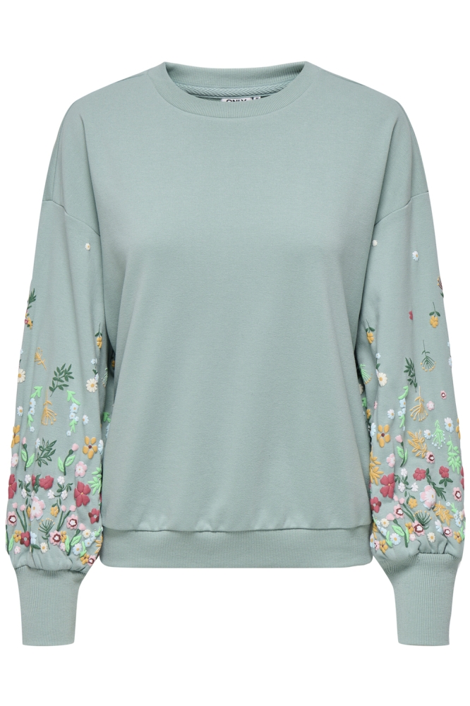 ONLBROOKE L/S O-NECK FLOWER SWT NOO 15216364 GRAY MIST/SLEEVE FLOWER