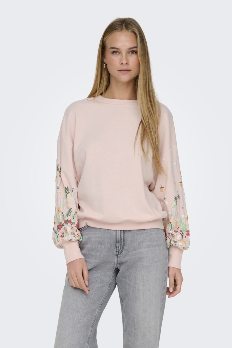 Only onlbrooke l/s o-neck flower swt noo