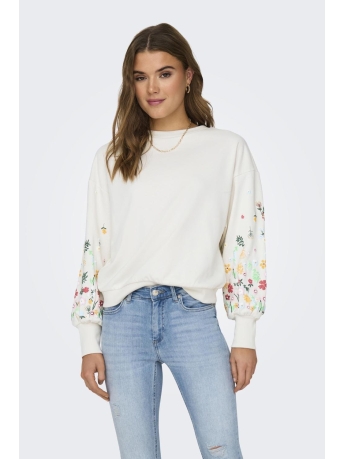 Only Trui ONLBROOKE L/S O-NECK FLOWER SWT NOO 15216364 CLOUD DANCER