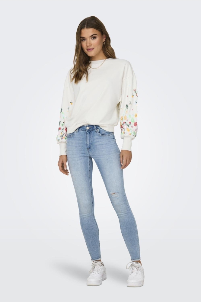 ONLBROOKE L/S O-NECK FLOWER SWT NOO 15216364 CLOUD DANCER