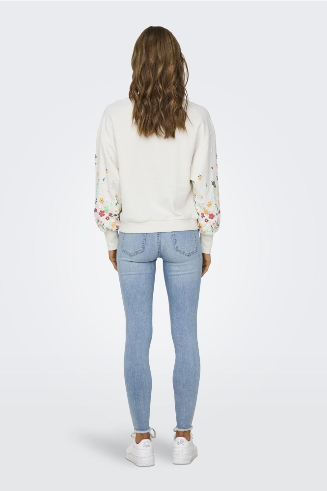 ONLBROOKE L/S O-NECK FLOWER SWT NOO 15216364 CLOUD DANCER