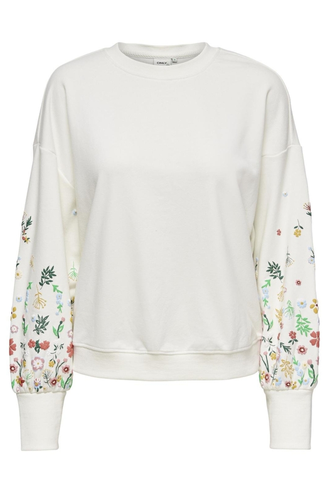 ONLBROOKE L/S O-NECK FLOWER SWT NOO 15216364 CLOUD DANCER