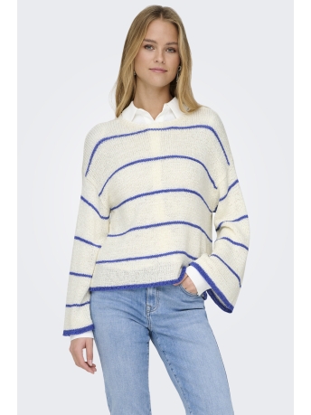 Only Trui ONLGEENA 7/8 STRIPE O-NECK KNT 15321477 CLOUD DANCER/W.DAZZELI