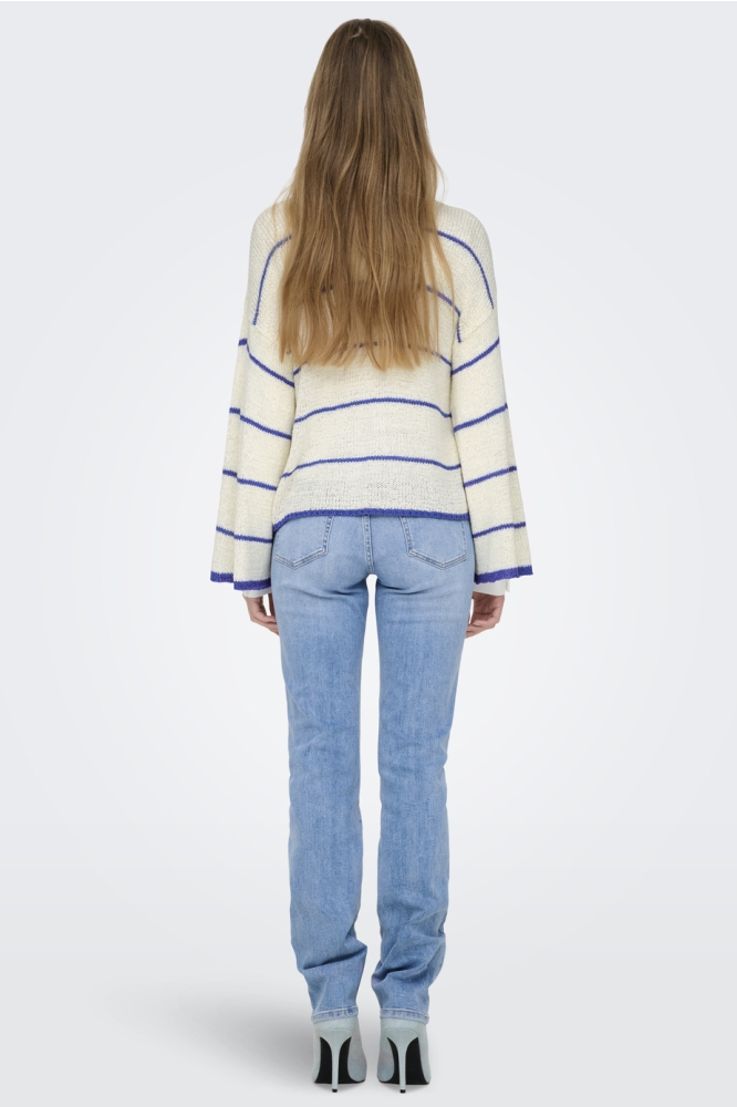 ONLGEENA 7/8 STRIPE O-NECK KNT 15321477 CLOUD DANCER/W.DAZZELI