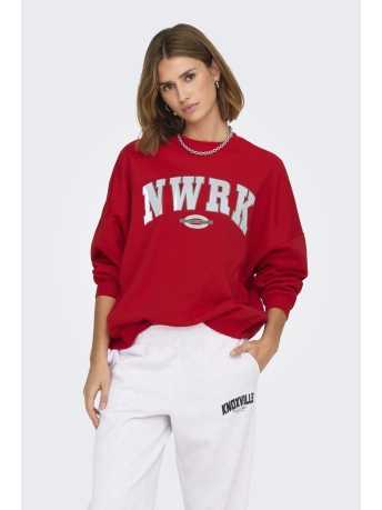 Only Trui ONLDEBORAH L/S CLUB O-NECK SWT 15337256 MARS RED/NWRK