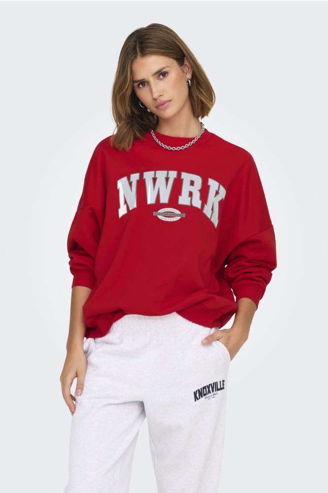 ONLDEBORAH L/S CLUB O-NECK SWT 15337256 MARS RED/NWRK