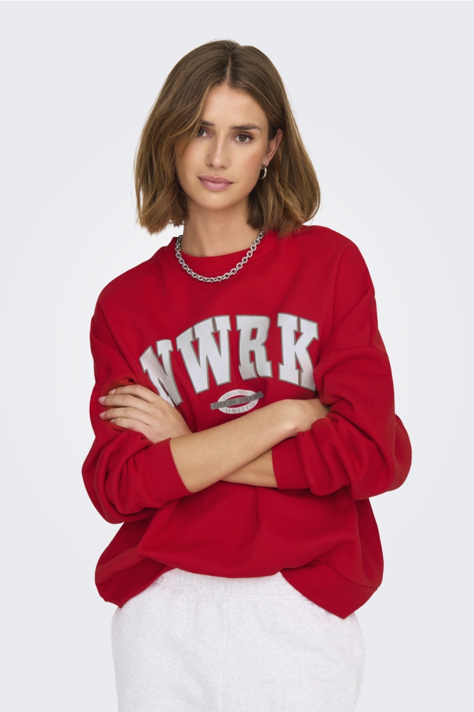 ONLDEBORAH L/S CLUB O-NECK SWT 15337256 MARS RED/NWRK