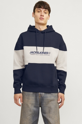 Jack & Jones Trui JJELEGACY BLOCKING SWEAT HOOD NOOS 12256590 Navy Blazer