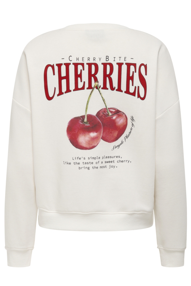 ONLSWEAT LIFE L/S BACKPRINT SWT NOO 15354897 CLOUD DANCER/CHERRIES