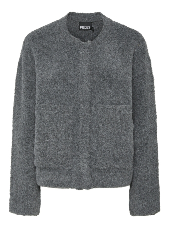 Pieces Jas PCORI LS BOUCLÉ KNIT BOMBER BC 17154322 Dark Grey Melange