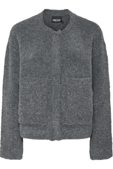 Pieces Jas PCORI LS BOUCLÉ KNIT BOMBER BC 17154322 Dark Grey Melange