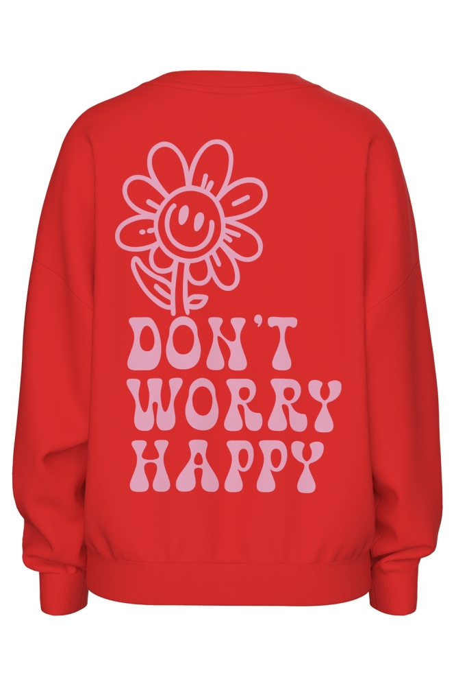 PCJILL LS LOOSE SWEAT JRS D2D DMO 17160873 FIERY RED/ DONT WORRY