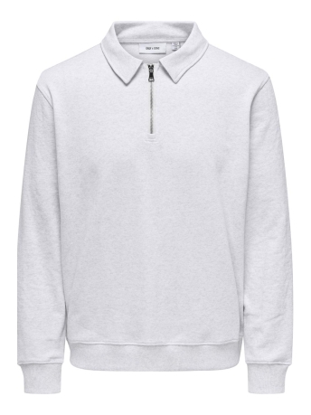 Only & Sons Trui ONSDAVID REG HALF ZIP SWEAT NOOS 22032331 LIGHT GREY MELANGE