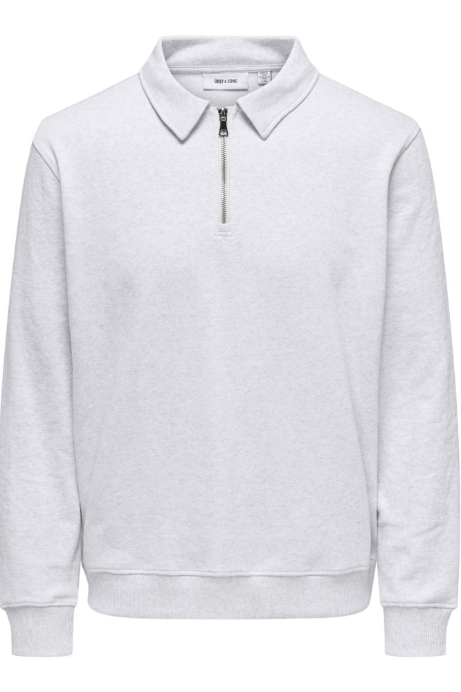 ONSDAVID REG HALF ZIP SWEAT NOOS 22032331 LIGHT GREY MELANGE