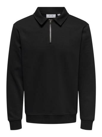 Only & Sons Trui ONSDAVID REG HALF ZIP SWEAT NOOS 22032331 BLACK