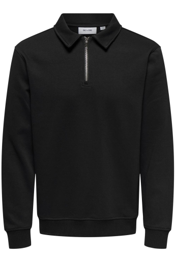 Only & Sons Trui ONSDAVID REG HALF ZIP SWEAT NOOS 22032331 BLACK