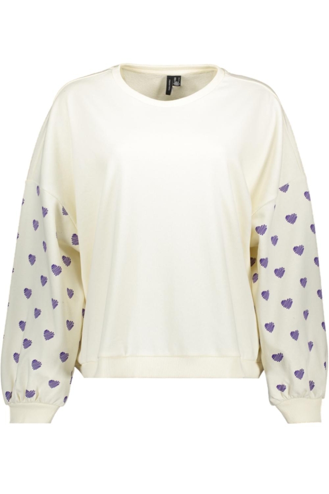 VMHANNA LS O-NECK OVERSIZE SWEAT BO 10336093 EGRET/HEART PRINT