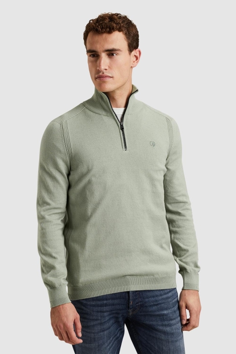 Cast Iron half zip collar cotton stretch