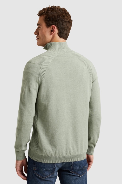 Cast Iron half zip collar cotton stretch