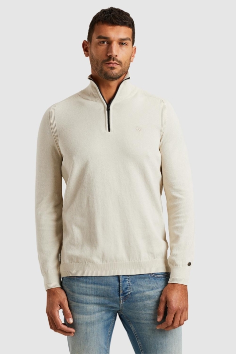 Cast Iron half zip collar cotton stretch