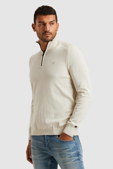 Cast Iron half zip collar cotton stretch