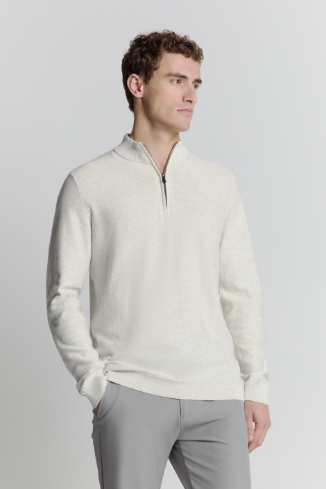 NO-EXCESS pullover half zip melange