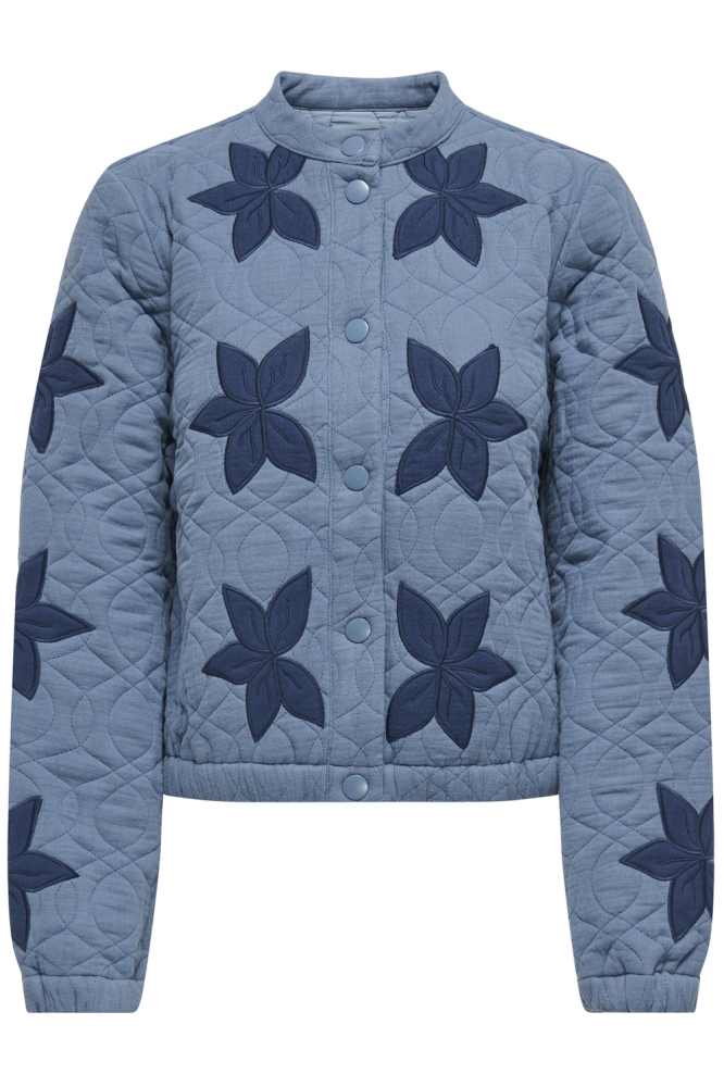 ONLAURA LIGHT QUILTED EMB BOMBER O 15353320 MOONLIGHT BLUE/FLOWER EMB