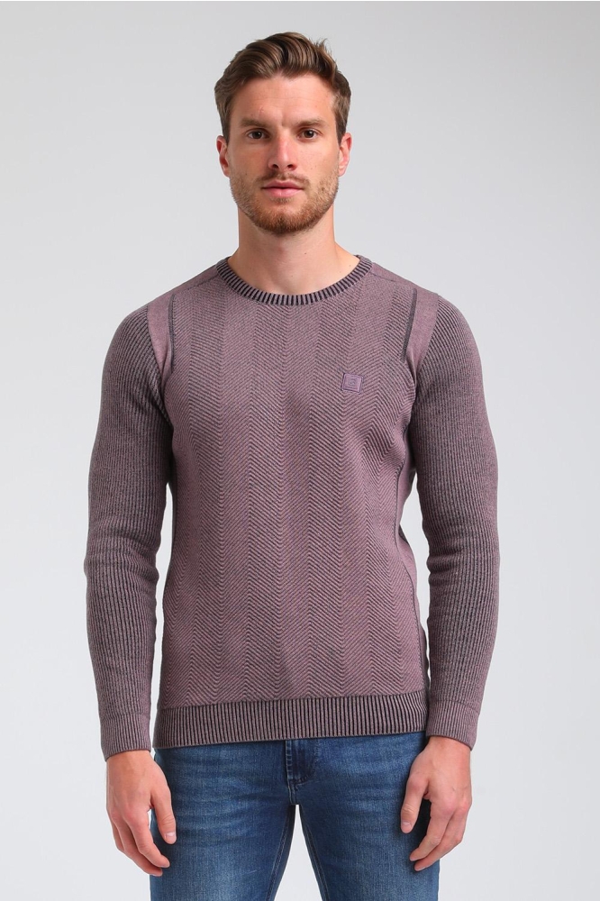 KNIT TRUI GEOMETRISCH 614765 704 Mauve