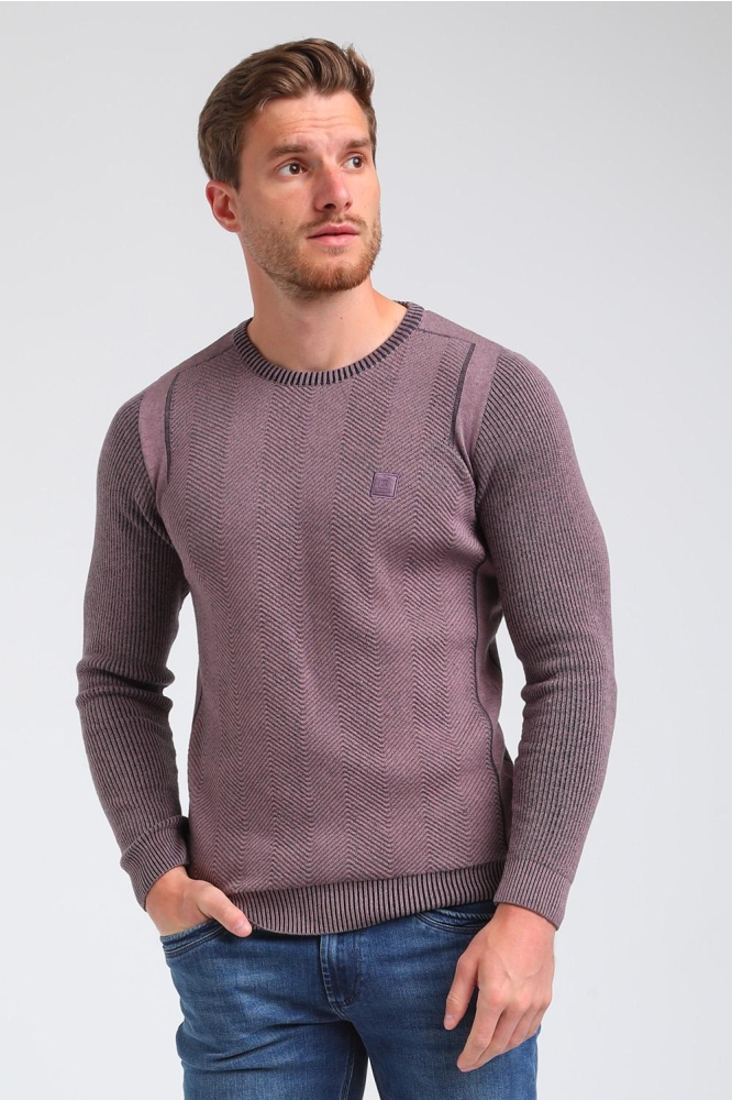 KNIT TRUI GEOMETRISCH 614765 704 Mauve