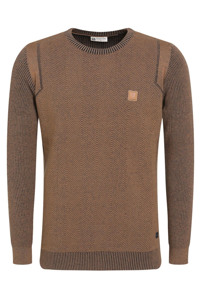 KNIT TRUI GEOMETRISCH 614765 4412 khaki brown