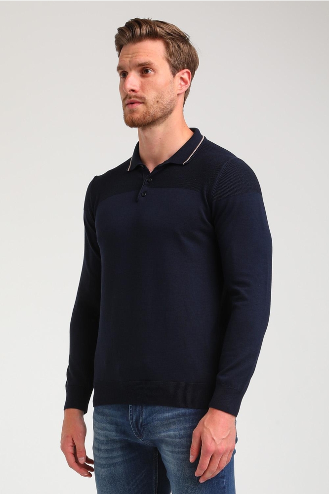 LANGE MOUWEN POLO KNIT 614770 301 Navy