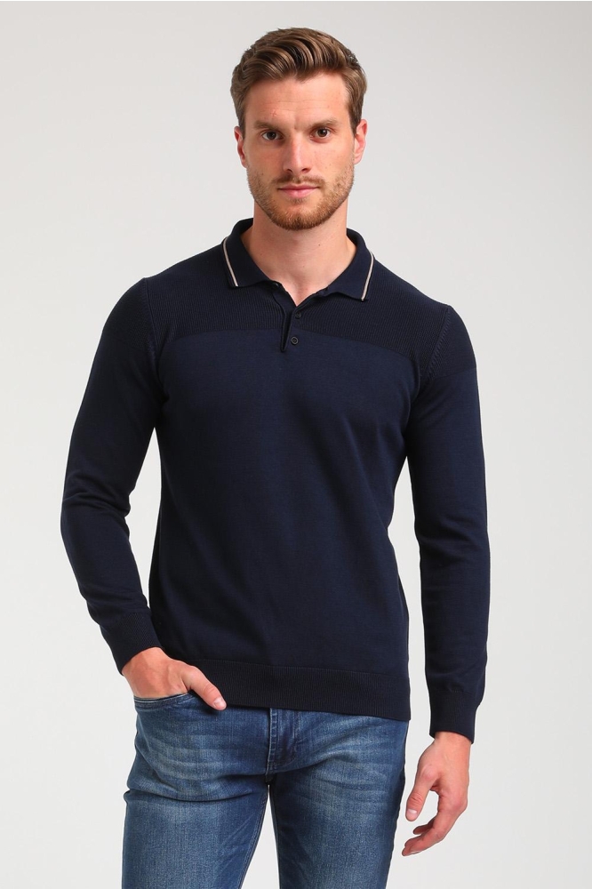 LANGE MOUWEN POLO KNIT 614770 301 Navy