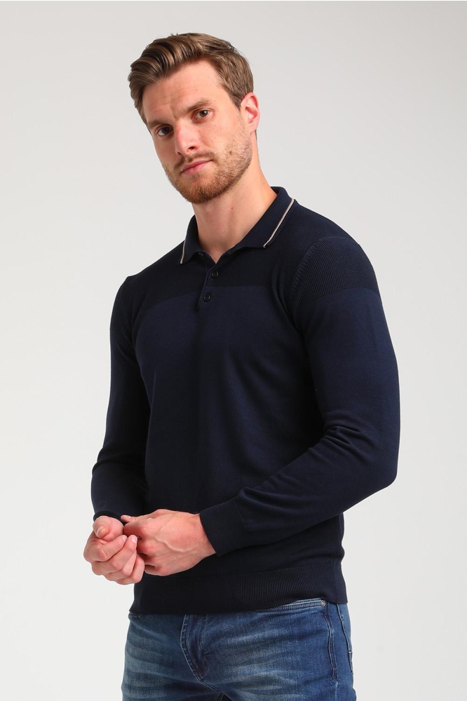 LANGE MOUWEN POLO KNIT 614770 301 Navy