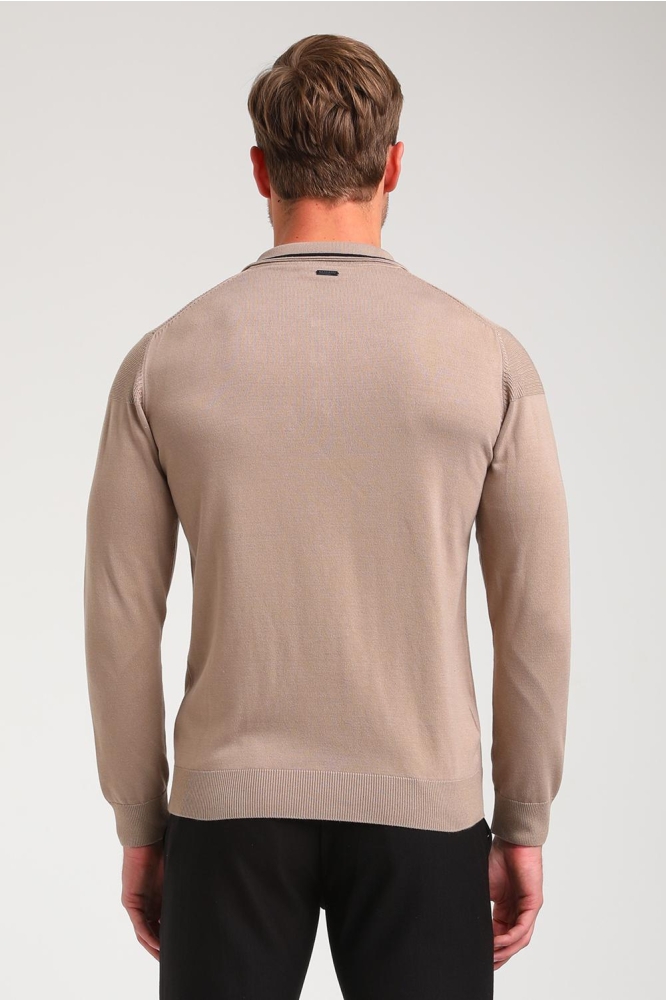 LANGE MOUWEN POLO KNIT 614770 4445 Taupe