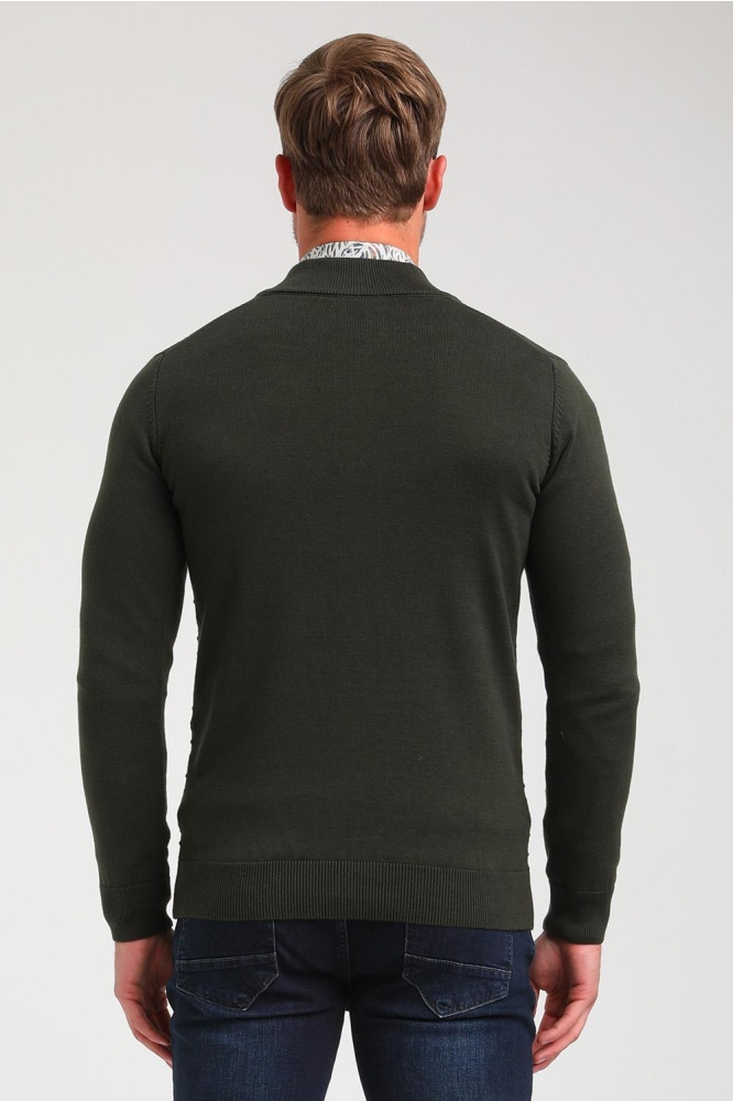 STRUCTUUR KNIT HOGE KRAAG 614780 502 Army