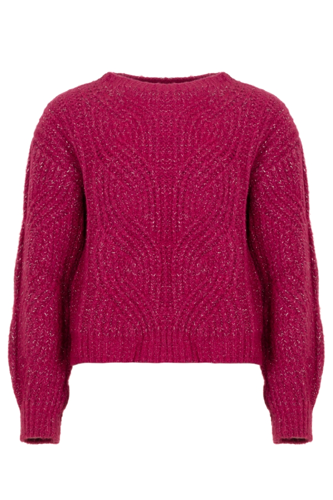 KATHLEEN KNIT LUREX CABLE 24 3 1571 Pink melange