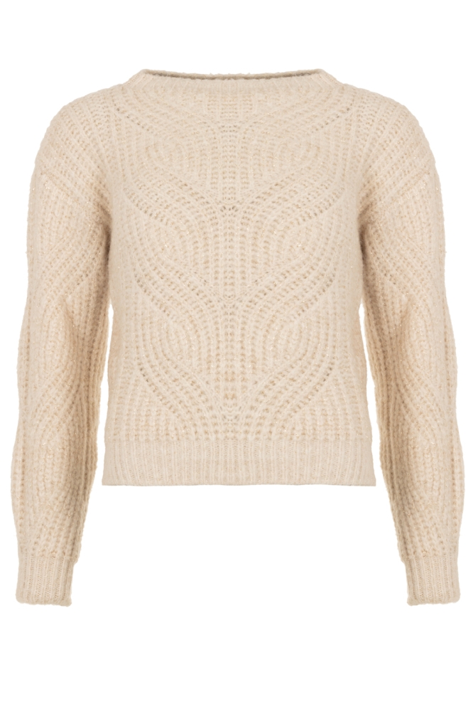 KATHLEEN KNIT LUREX CABLE 24 3 24 Beige