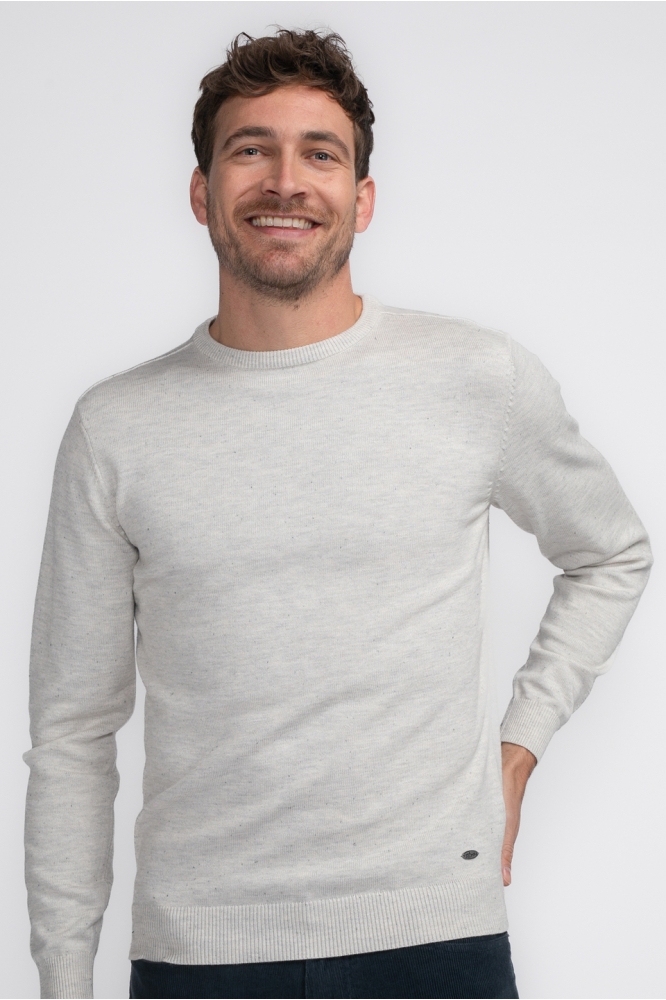 KNITWEAR ROUND NECK BASIC M 3040 KWR203 0009 Antique White Melee