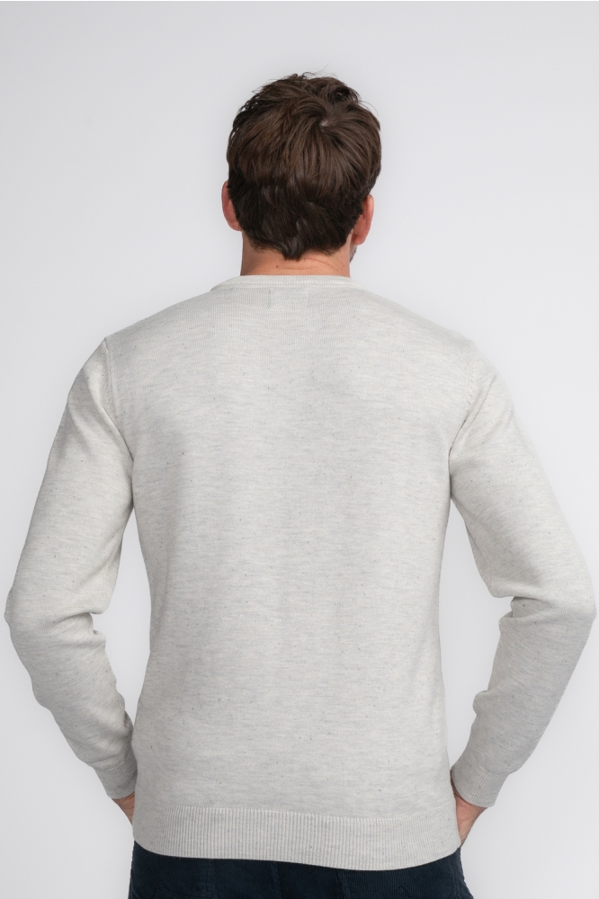 KNITWEAR ROUND NECK BASIC M 3040 KWR203 0009 Antique White Melee